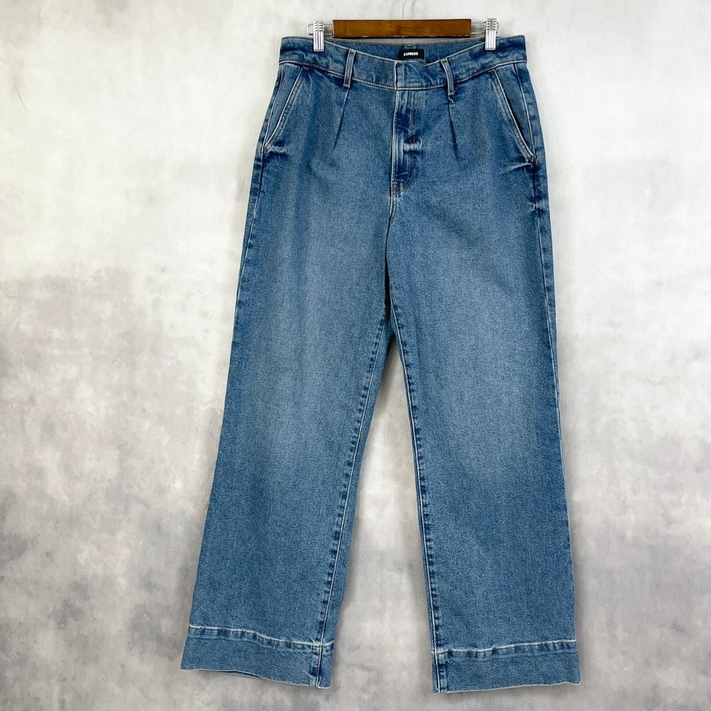 Express Medium Blue Wide Leg Jeans